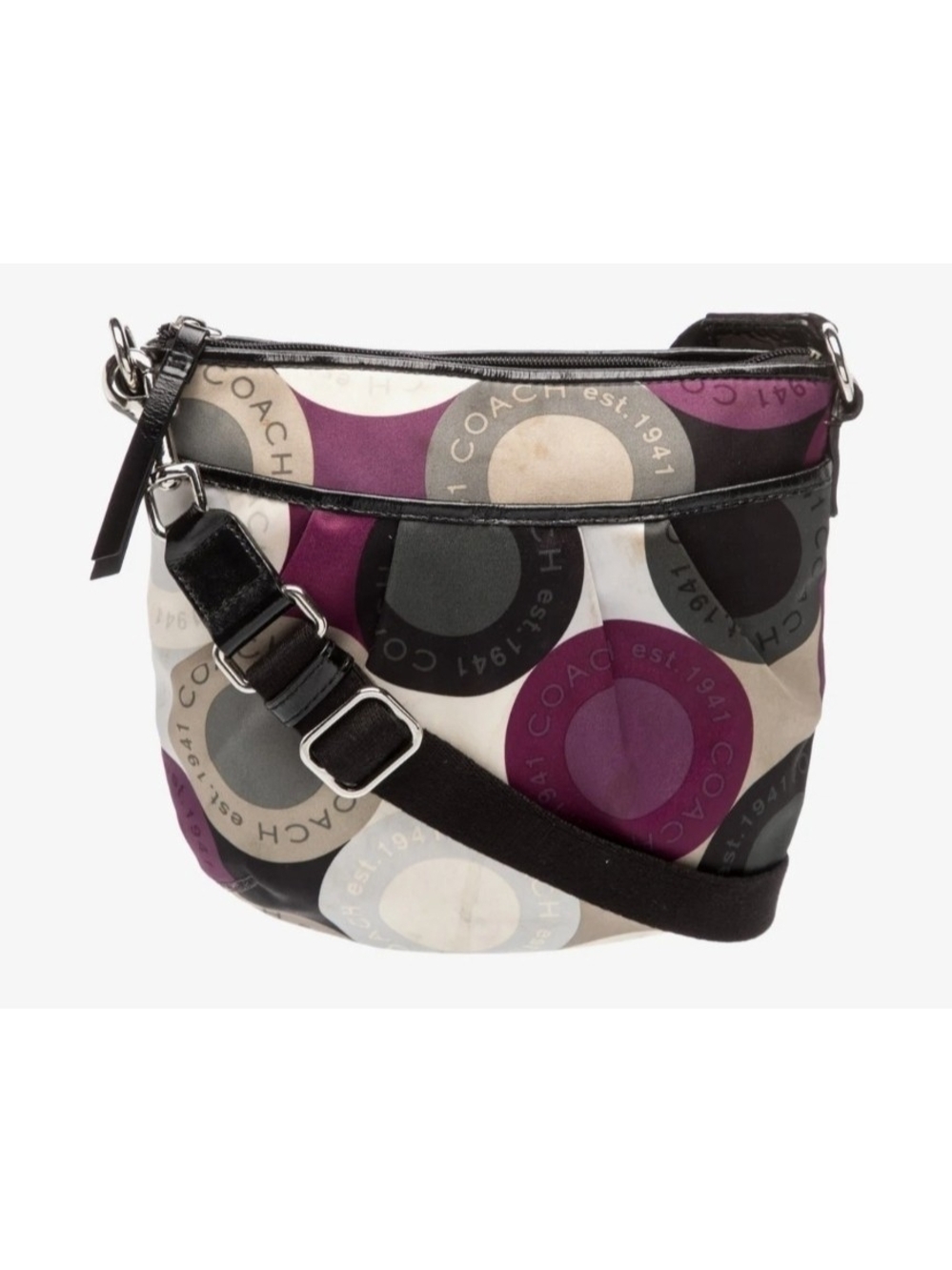 Coach Purple Circle Print Crossbody Shoulder Bag